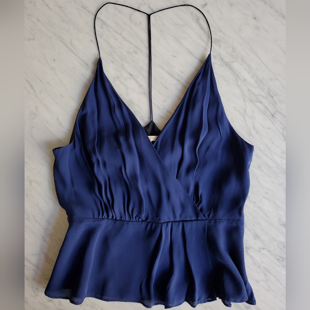 Vintage silk top navy blue J Crew sleeveless spaghetti strap size 6 small